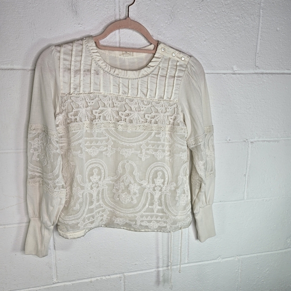 Anthropologie Tiny Romantic Ivory Victorian Style Blouse - Picture 12 of 12